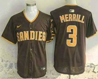 Mens San Diego Padres #3 Jackson Merrill Brown Limited Stitched Jersey